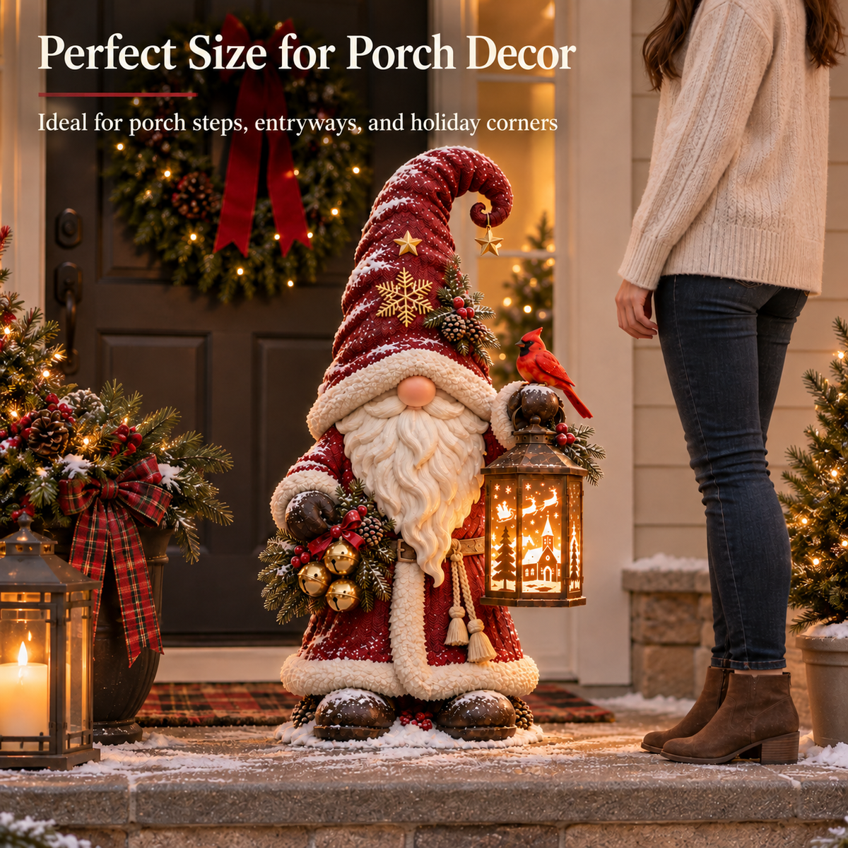 🎄✨ Christmas Gnome Lantern™ – Illuminated Winter Village Projection Decor