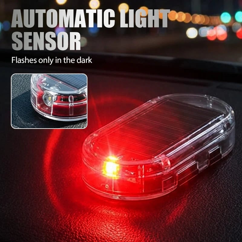 🚗🌞Solar Car Anti-Theft Light – solar + USB charged, auto-flashes at night. Realistic LED mimics active alarm – deters thieves without wiring. 🛡️