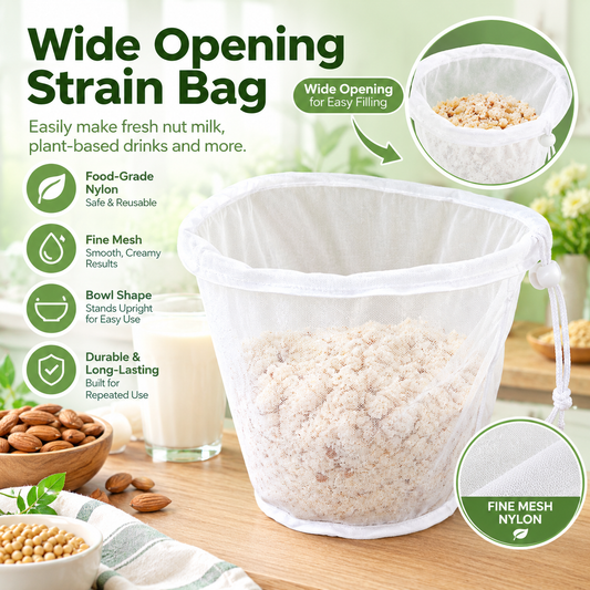 Bowl-Shaped Nylon Nut Milk Bag, Reusable Strainer Bags（3Pcs）