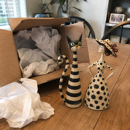 ✨Vintage  Cat & Lady Sculptures