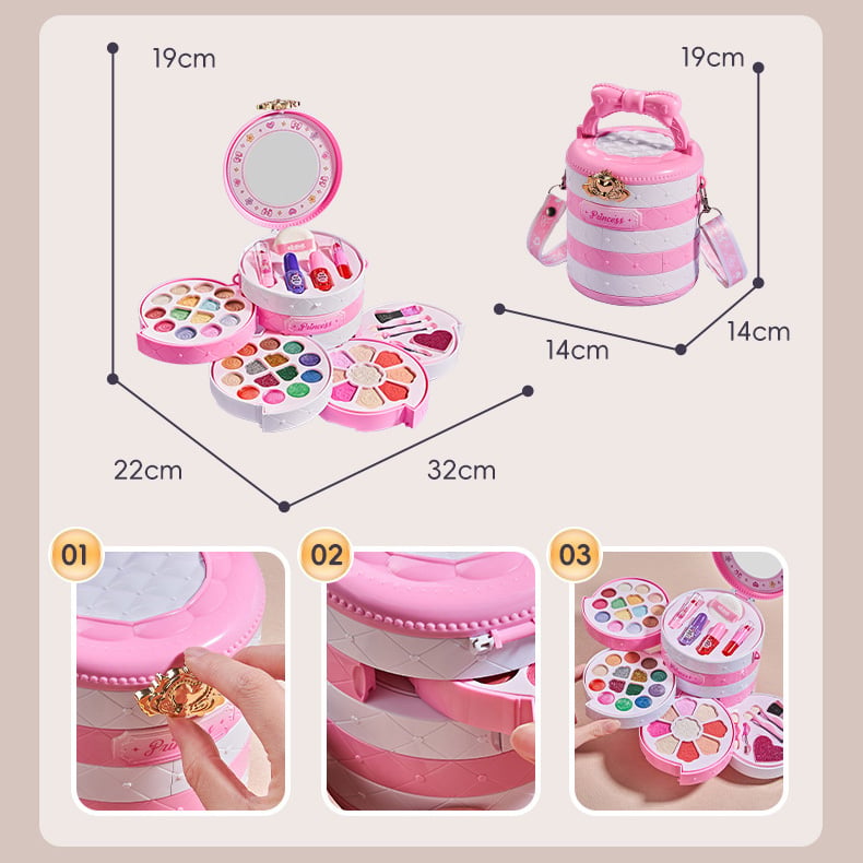 💯50% OFF !! ⏰ Washable Princess Makeup Set – Non‑irritating, trays & portable case 🎀