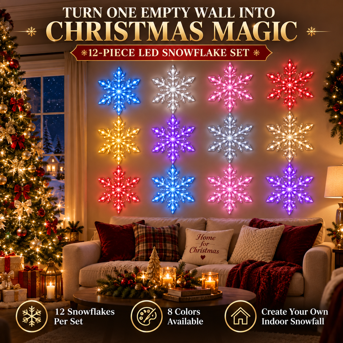 🎅🎄 Christmas Sale 49% OFF❄️LED Snowflake Wall Light Set – Remote-Controlled Christmas Winter Decor