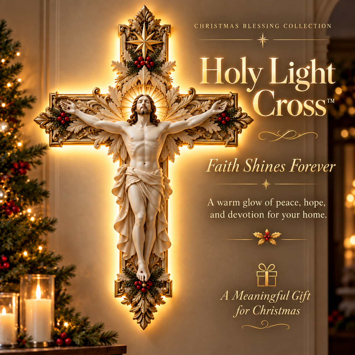 ✨ Holy Light Cross™ – Christmas Blessing Collection | Faith, Love & Protection for Your Home