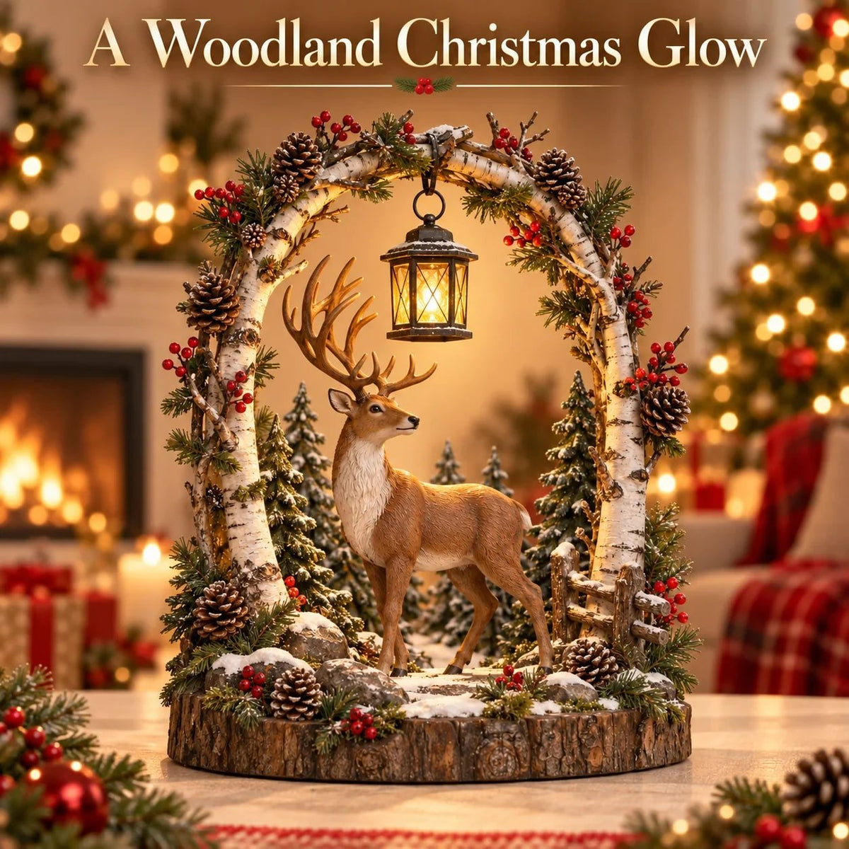 📍🔥50% OFF - 🐻Woodland Bear Family Lantern – Lighted Christmas Forest Tabletop Decor 🎄