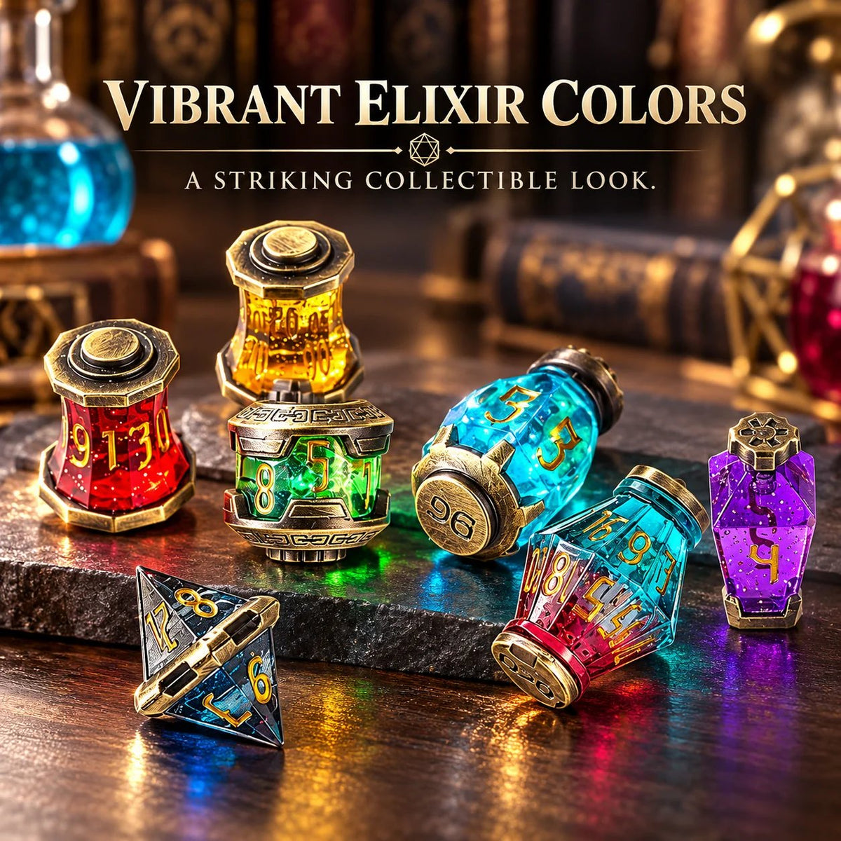 🎲2026 DND Dice Set Alchemist’s Metallic Elixir Metal Dice Set