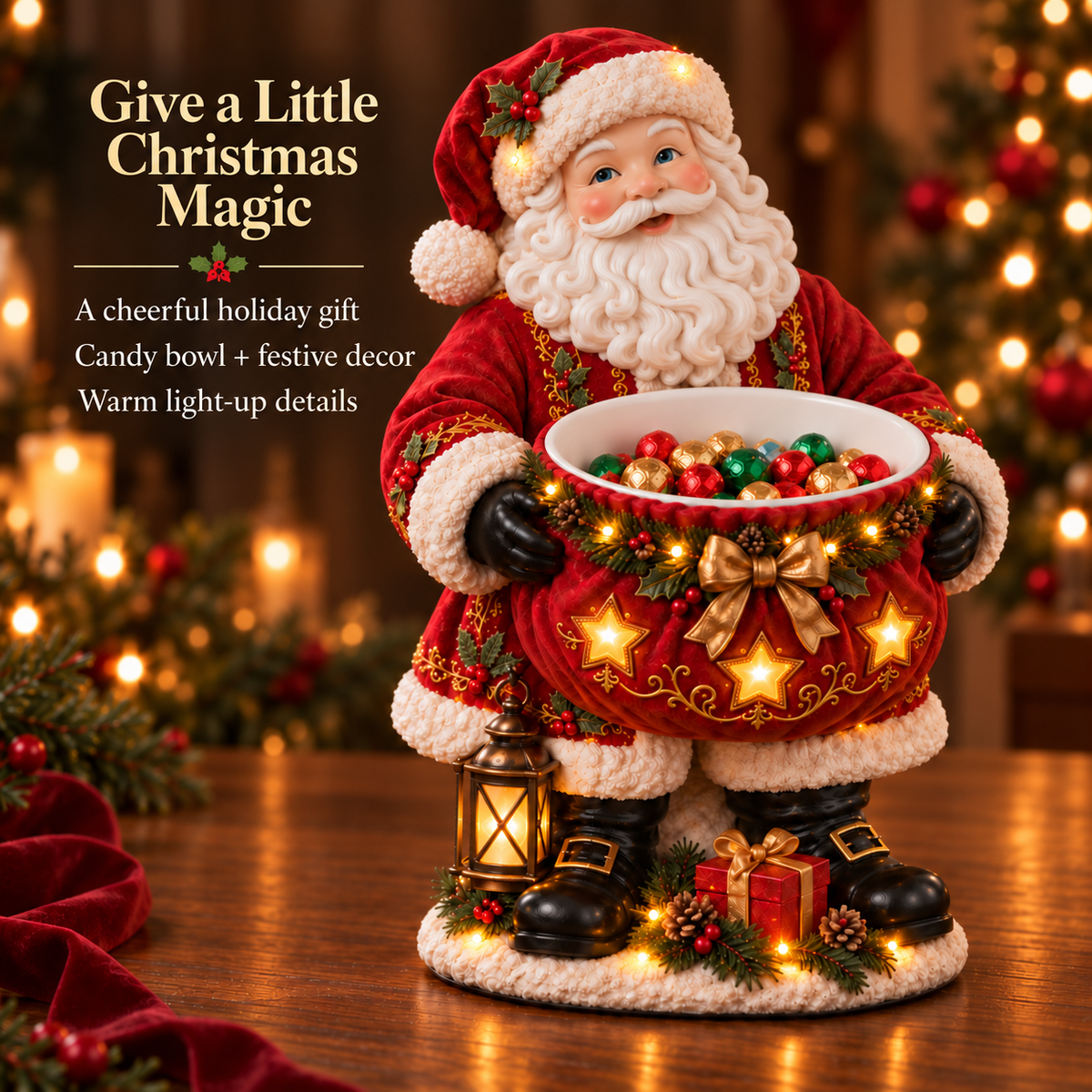 🎄 Christmas Sale ✨ Light-Up Christmas Candy Bowl – Charming Holiday Tabletop Decor & Gift 🎁
