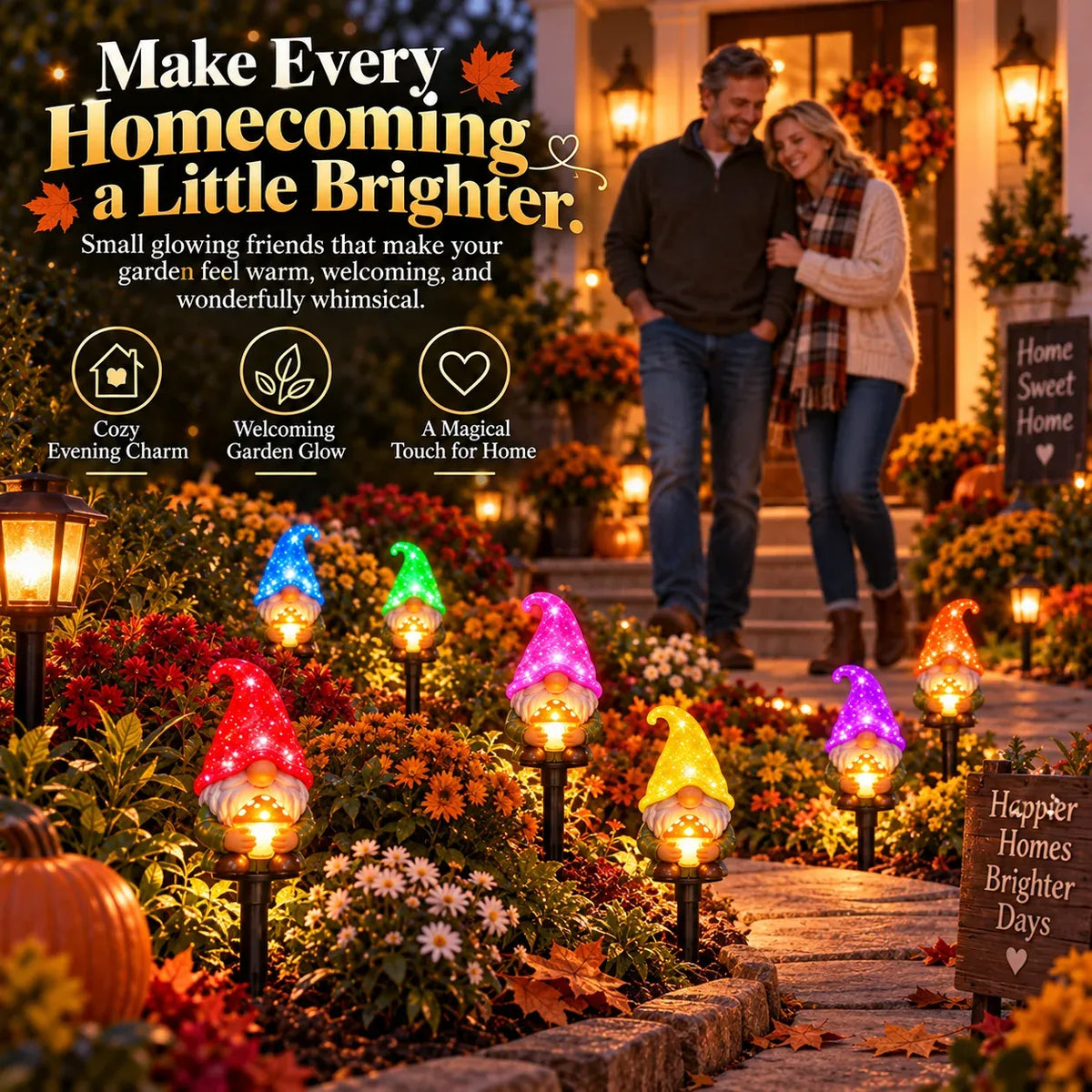 🎄 10-Piece Solar Christmas Gnome Garden Lights | Pathway Décor