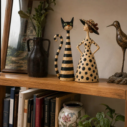 ✨Vintage  Cat & Lady Sculptures
