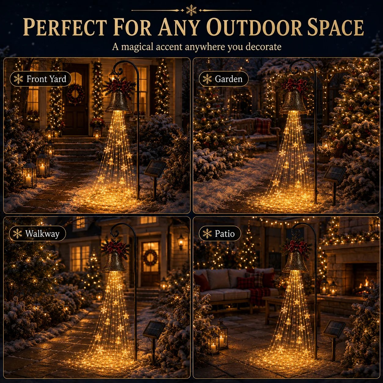 🎄 Christmas Bell Cascade Solar Yard Light✨