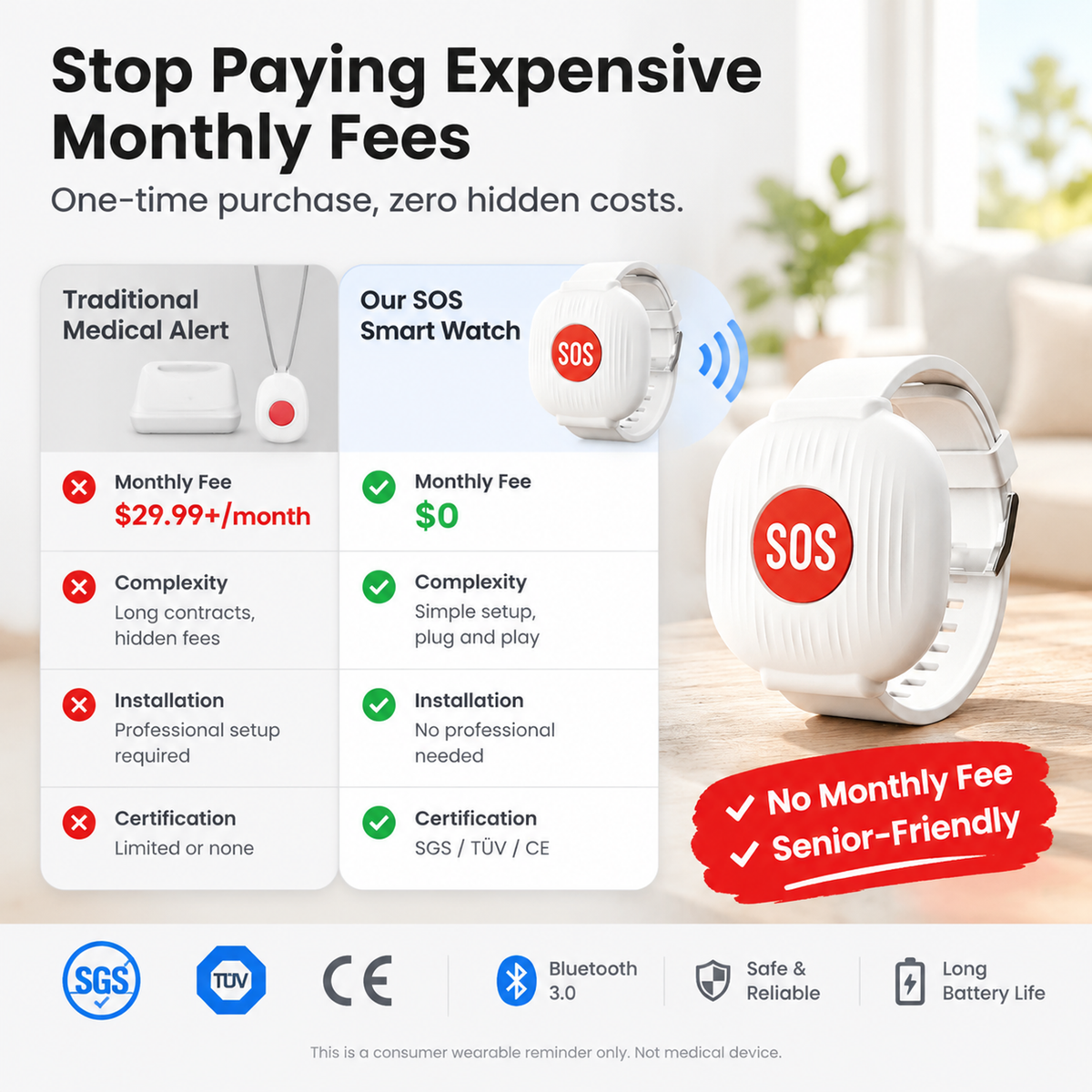 🆘 50% OFF – SOS Emergency Call Wristband for Seniors