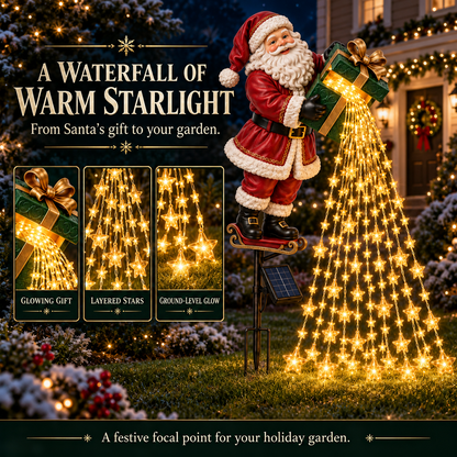 🎄 Christmas Sale ✨ Santa’s Starlight Gift Waterfall – Solar LED Garden Stake Light