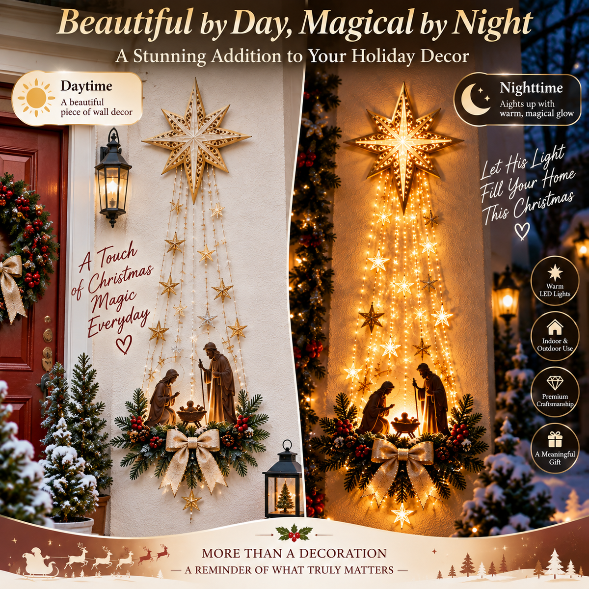 🎄 Christmas Hot Sale - 49% OFF✨ Bethlehem Star of Faith ✝️- Lighted Nativity Wall Decor