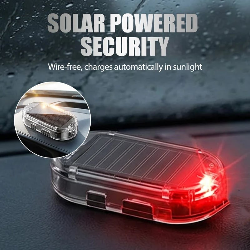 🚗🌞Solar Car Anti-Theft Light – solar + USB charged, auto-flashes at night. Realistic LED mimics active alarm – deters thieves without wiring. 🛡️