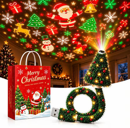 🌲Cozy Christmas Tree Glow Projector Ligh – USB-Powered Cozy Holiday Decor