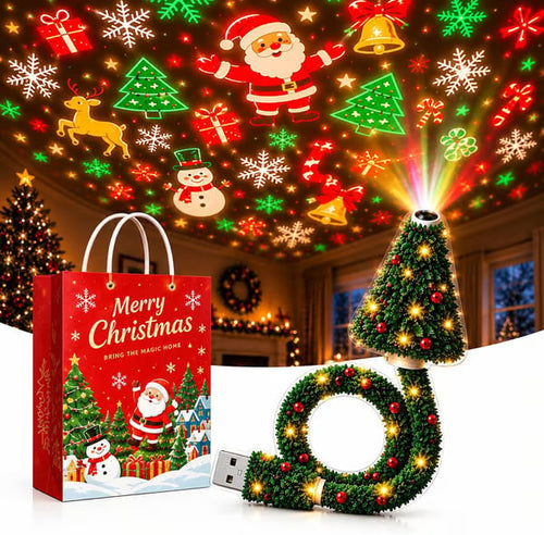 🌲Cozy Christmas Tree Glow Projector Ligh – USB-Powered Cozy Holiday Decor
