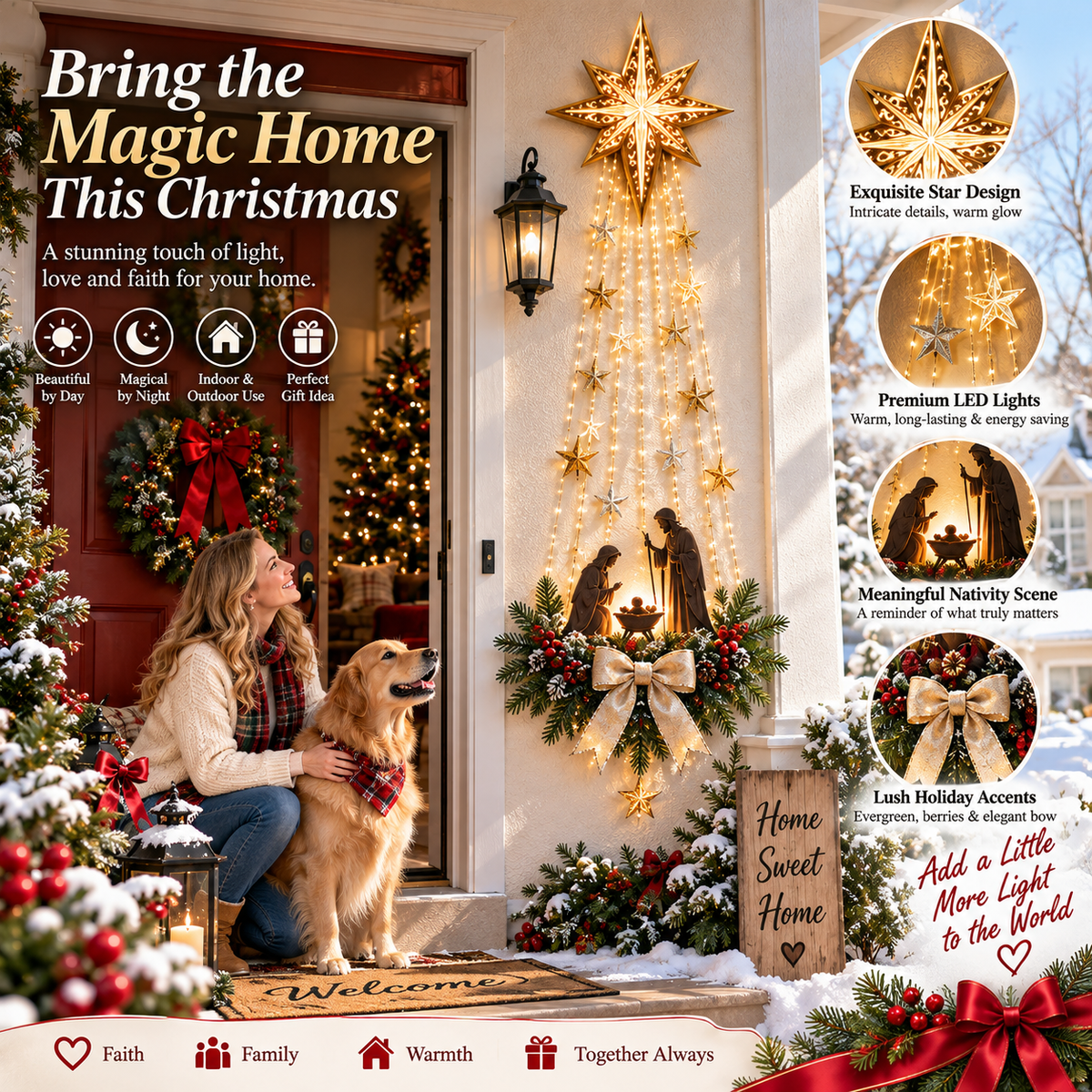 🎄 Christmas Hot Sale - 49% OFF✨ Bethlehem Star of Faith ✝️- Lighted Nativity Wall Decor