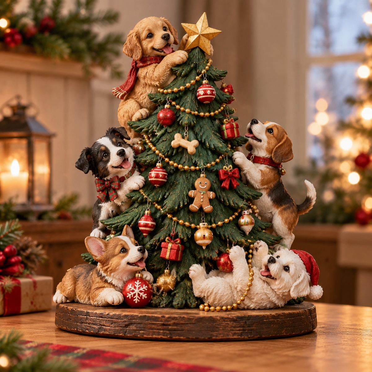 🎄🐕Christmas Puppy Party – Dog Christmas Tree Figurine