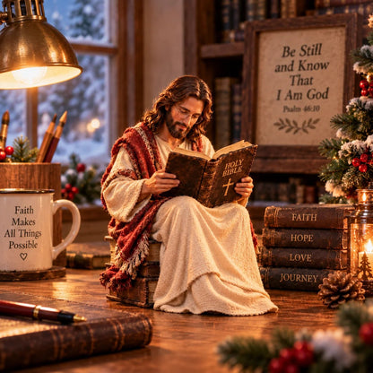 ✝️ Keep Faith Close – Jesus Reading the Bible Figurine(✨Buy 2 Free Shipping)