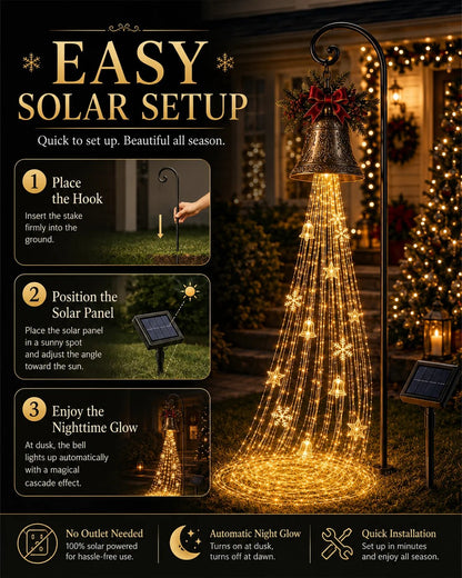 🎄 Christmas Bell Cascade Solar Yard Light✨