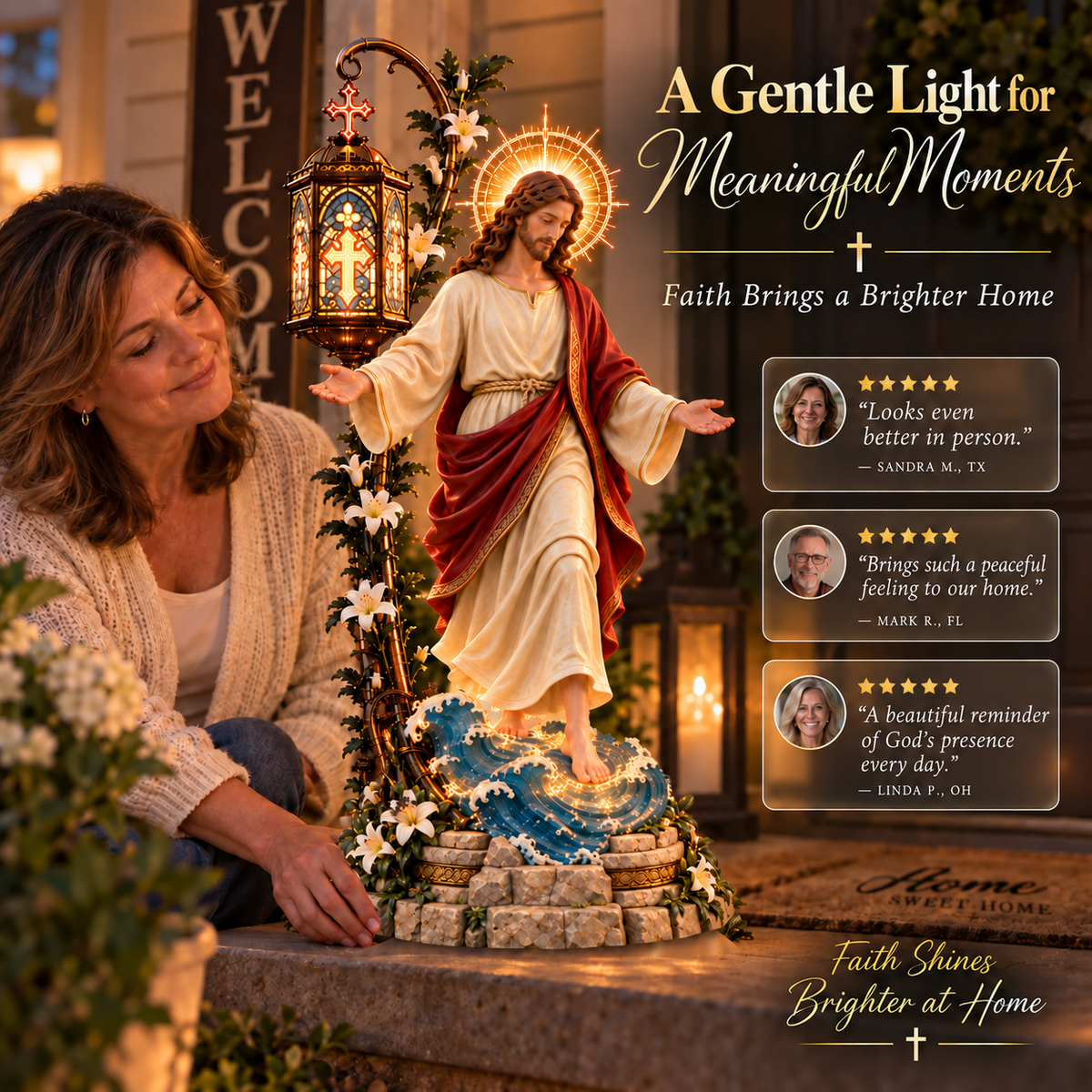 ✝️ Walk by Faith™ – Jesus Walking on Water Divine Reflection Light