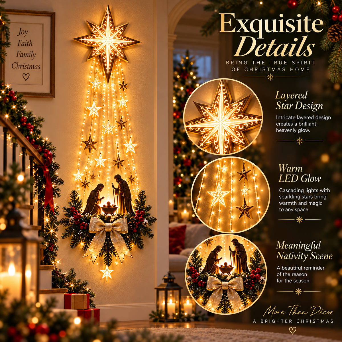 🎄 Christmas Hot Sale - 49% OFF✨ Bethlehem Star of Faith ✝️- Lighted Nativity Wall Decor