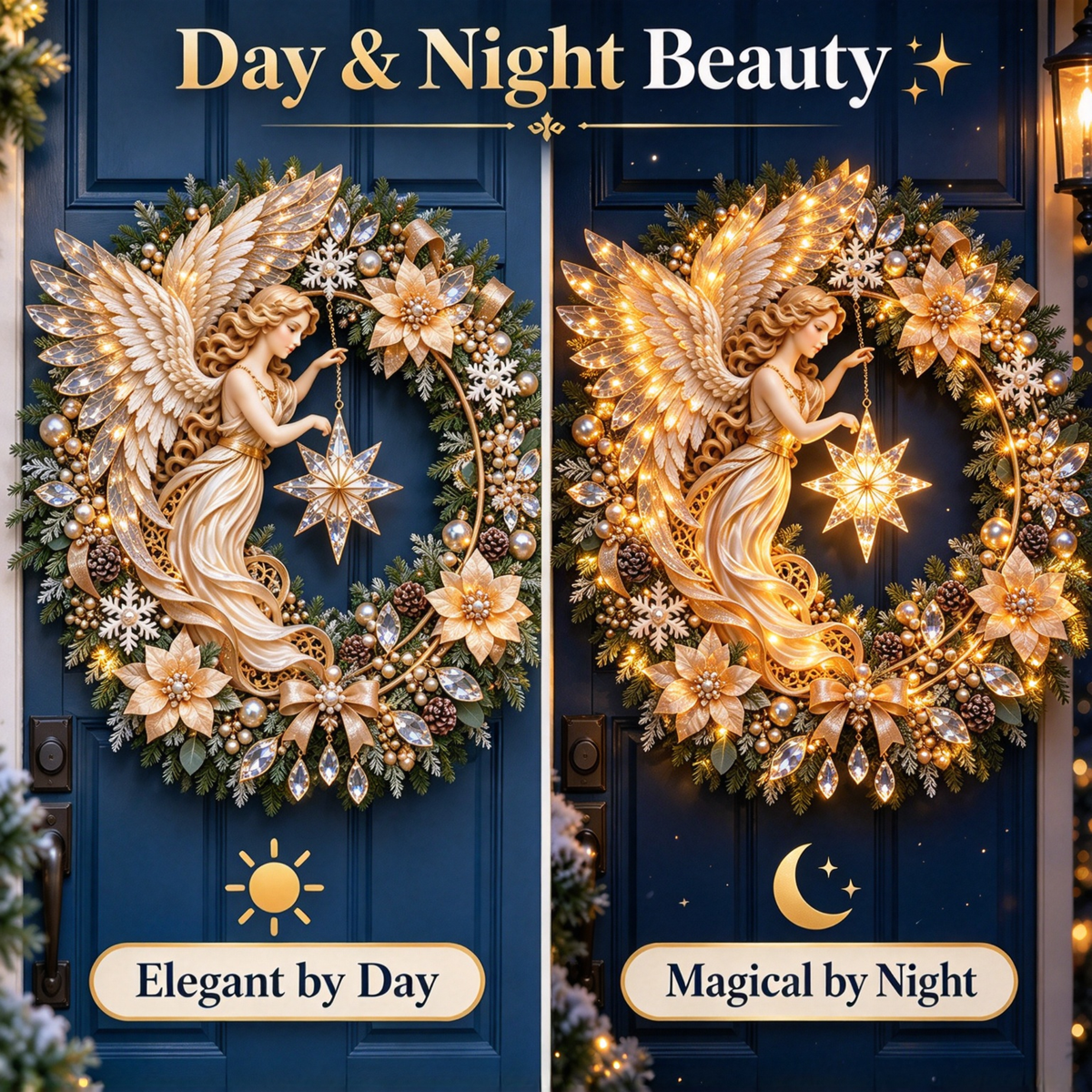 🔥Last Day 50% OFF -✨ Heavenly Angel Christmas Wreath – Lighted Holiday Door Decor ✨