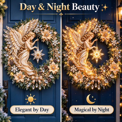 🔥Last Day 50% OFF -✨ Heavenly Angel Christmas Wreath – Lighted Holiday Door Decor ✨