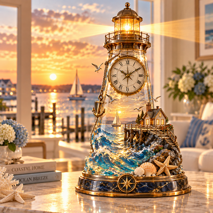 🌊 Coastal Timekeeper™ – Illuminated Lighthouse & Sailboat Clock Collection