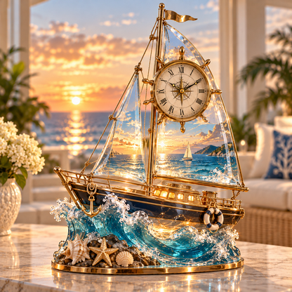 🌊 Coastal Timekeeper™ – Illuminated Lighthouse & Sailboat Clock Collection