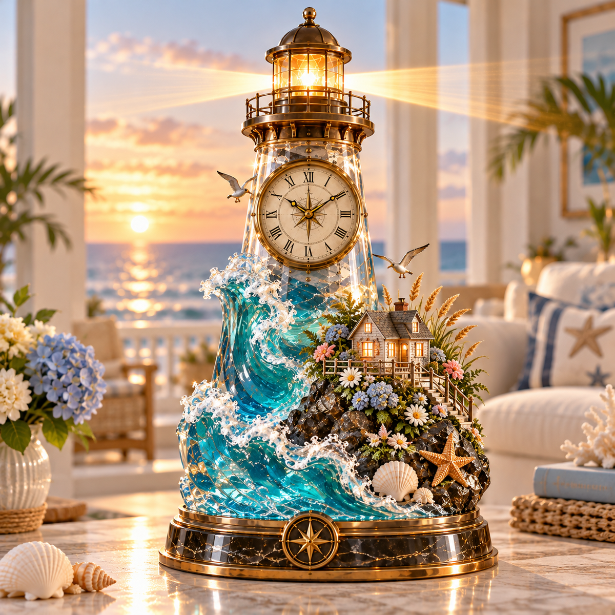 🌊 Coastal Timekeeper™ – Illuminated Lighthouse & Sailboat Clock Collection