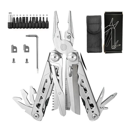 🏕️ 16-in-1 Camping Multi-Tool with Full-Size Scissors & Carrying Pouch