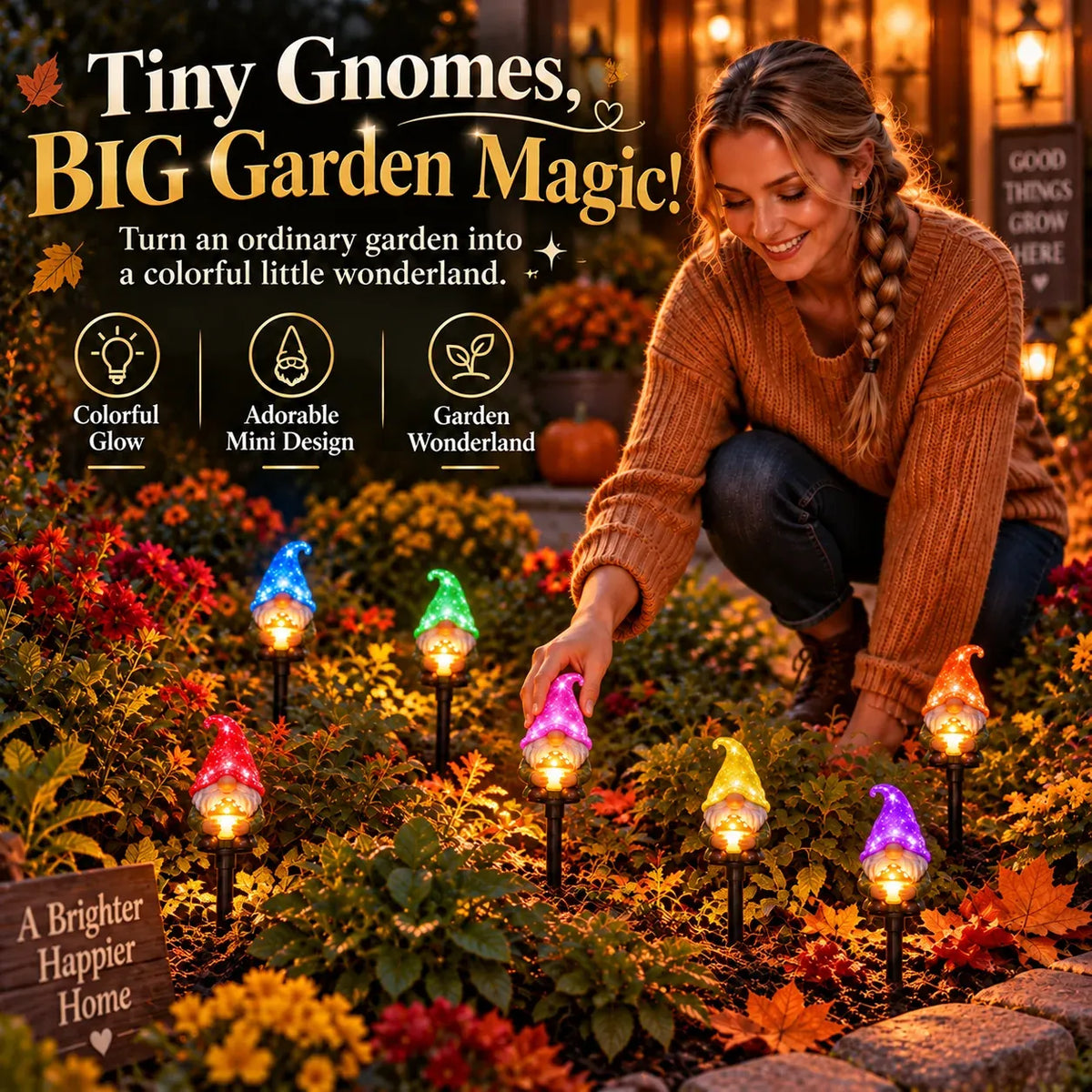 🎄 10-Piece Solar Christmas Gnome Garden Lights | Pathway Décor