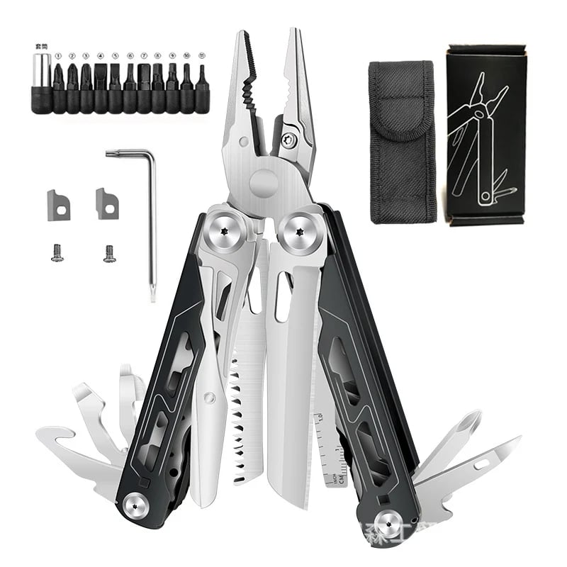 🏕️ 16-in-1 Camping Multi-Tool with Full-Size Scissors & Carrying Pouch
