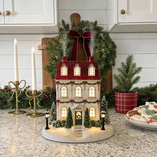 🎄 Mistletoe Lane™ Christmas Cottage Diffuser – Light-Up Christmas Village with Magical Chimney Mist ✨