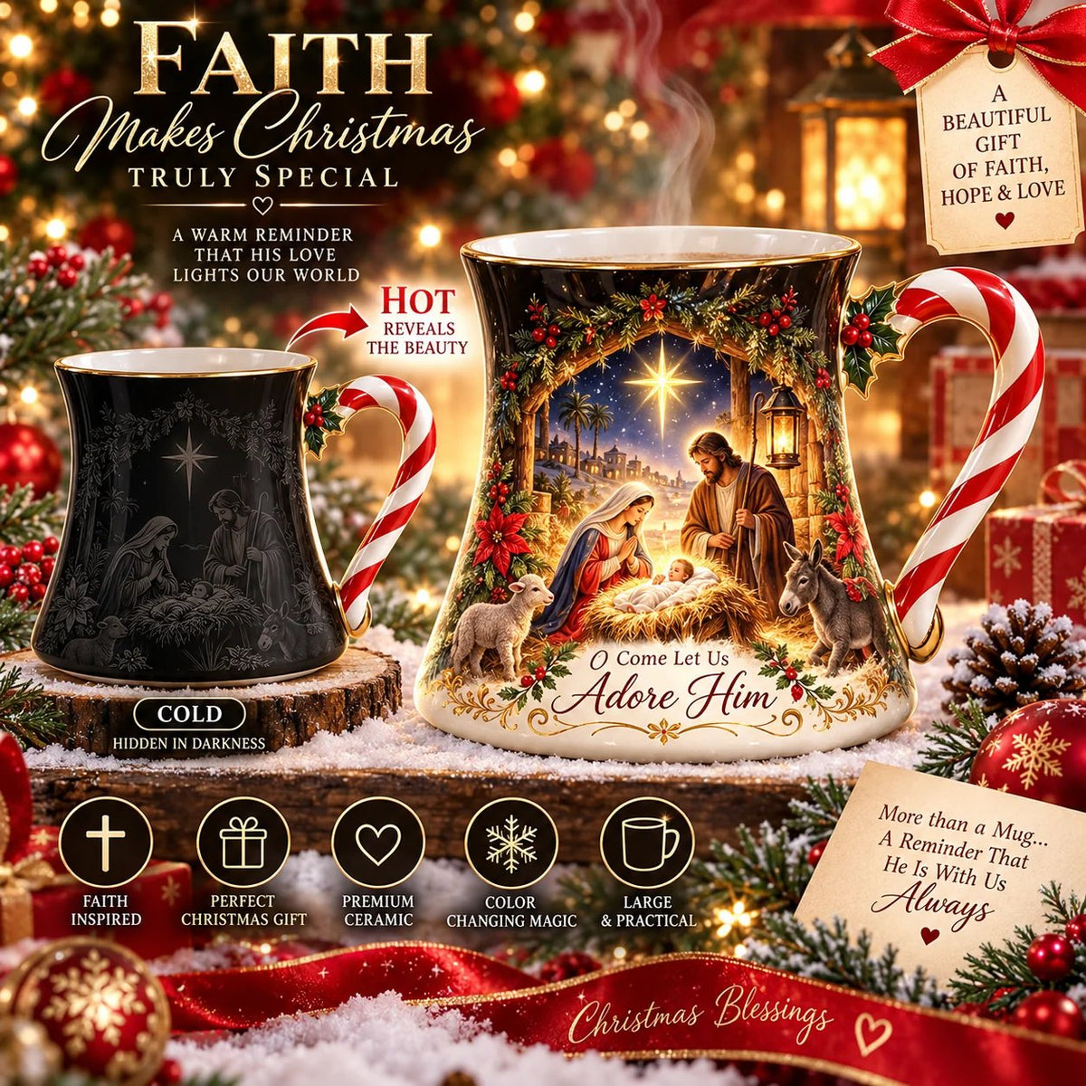 🎄Christmas Magic Color-Changing Mug – Heat Reveal Holiday Gift