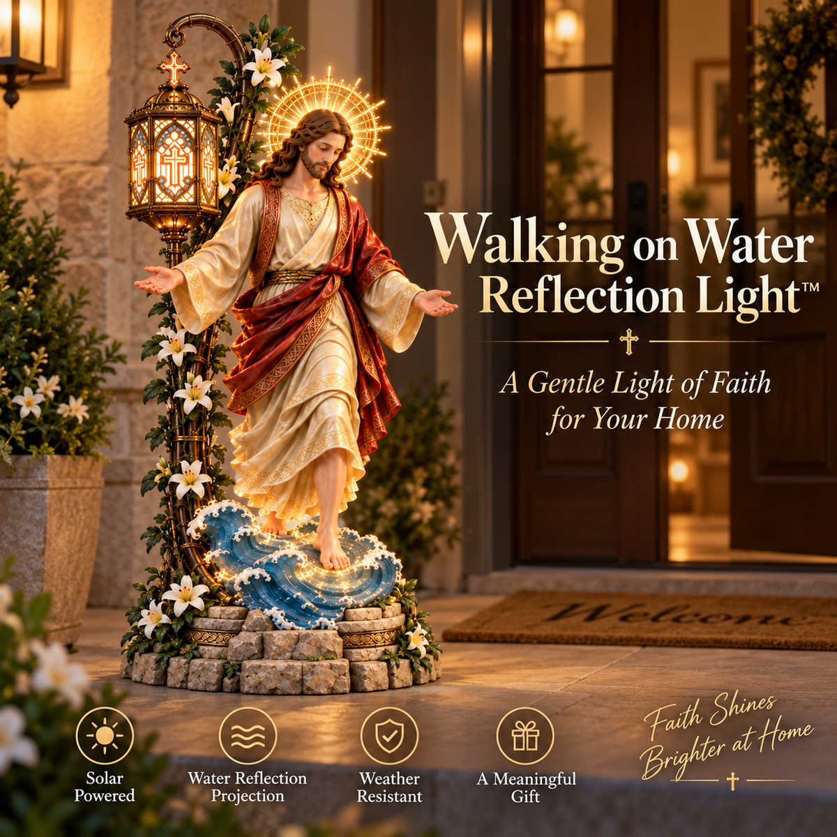 ✨ Walk by Faith™ – Jesus Walking on Water Reflection Light