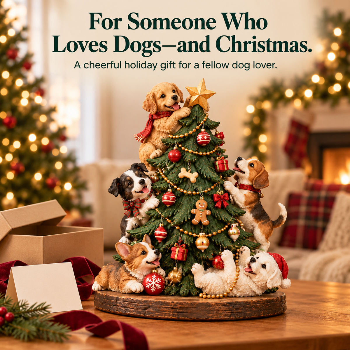 🎄🐕Christmas Puppy Party – Dog Christmas Tree Figurine