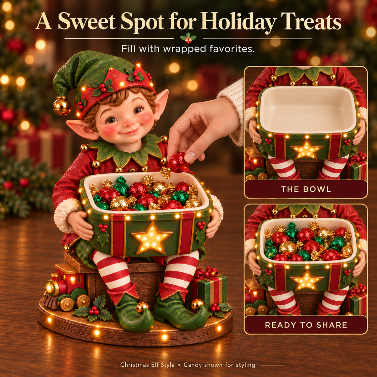 🎄 Christmas Sale ✨ Light-Up Christmas Candy Bowl – Charming Holiday Tabletop Decor & Gift 🎁