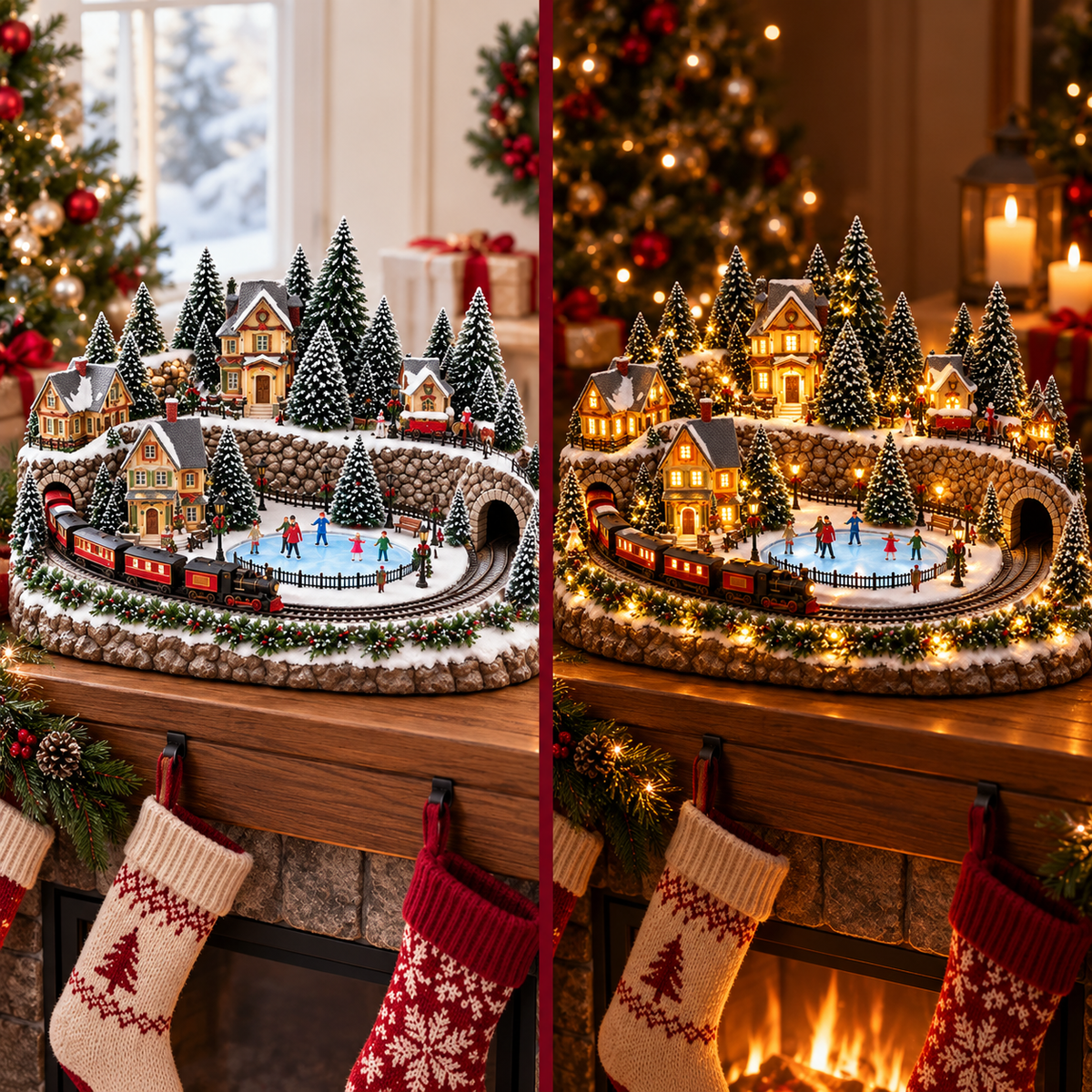 🎄 Lighted & Animated Christmas Village Collection – Magical Moving Holiday Display ✨