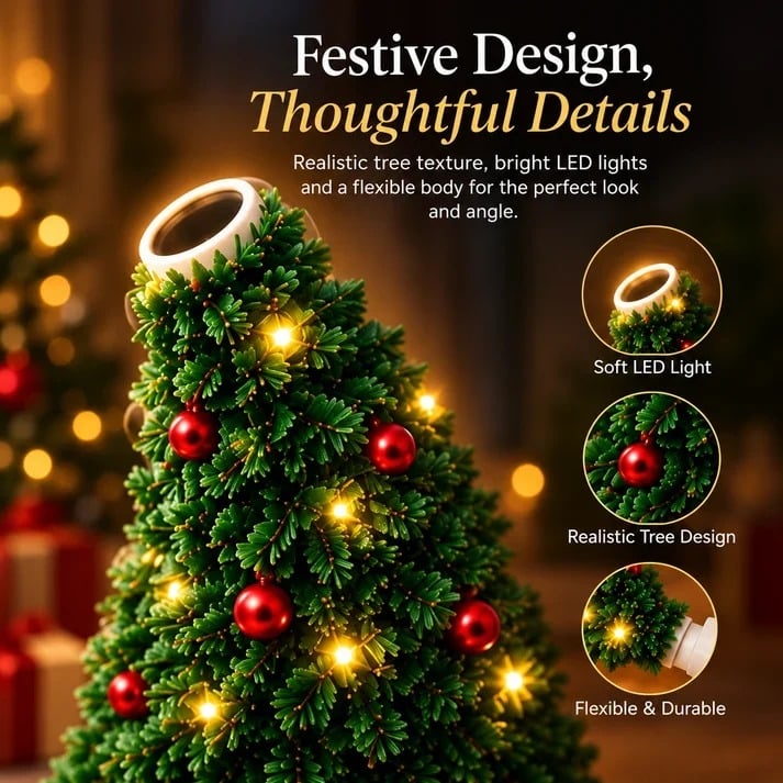 🌲Cozy Christmas Tree Glow Projector Ligh – USB-Powered Cozy Holiday Decor