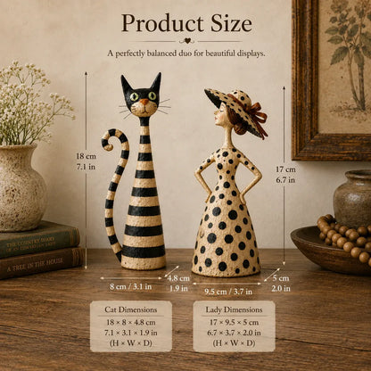 ✨Vintage  Cat & Lady Sculptures