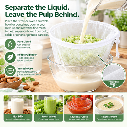 Bowl-Shaped Nylon Nut Milk Bag, Reusable Strainer Bags（3Pcs）