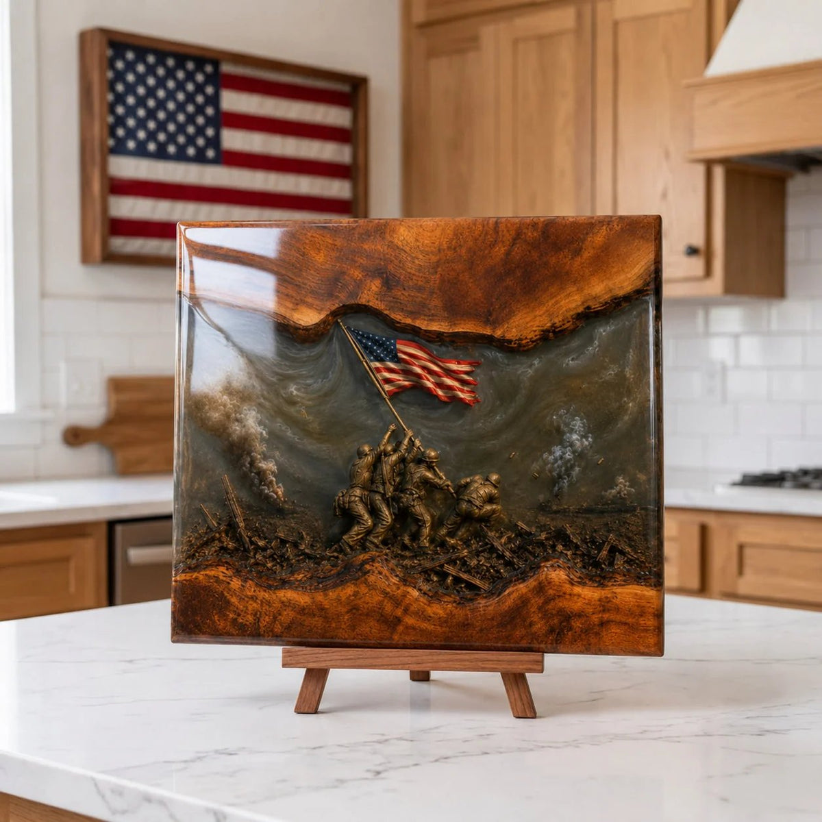 🦅 American Valor™ – Handcrafted Veteran Tribute Wooden Display