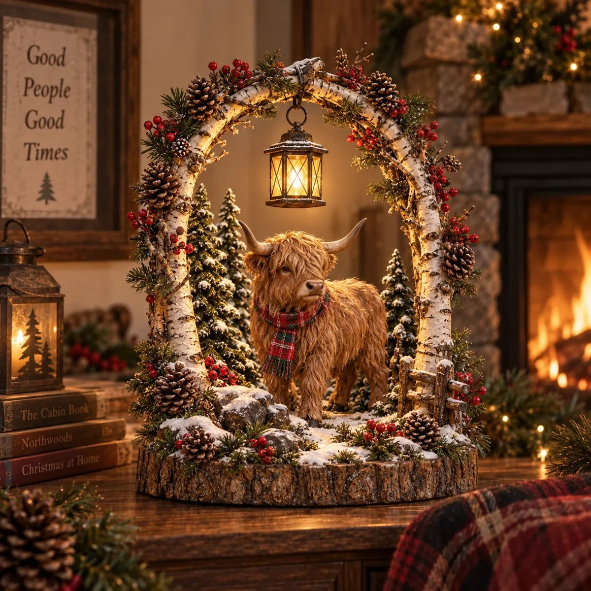 📍🔥50% OFF - 🐻Woodland Bear Family Lantern – Lighted Christmas Forest Tabletop Decor 🎄