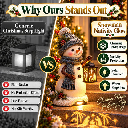 Snowman Nativity Lantern™ – Solar Christmas Porch Light with Holy Family Glow