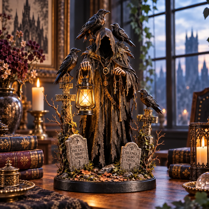🐦‍⬛ Midnight Raven Guardian – Light-Up Gothic Lantern Statue