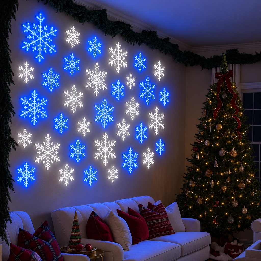 🎅🎄 Christmas Sale 49% OFF❄️LED Snowflake Wall Light Set – Remote-Controlled Christmas Winter Decor