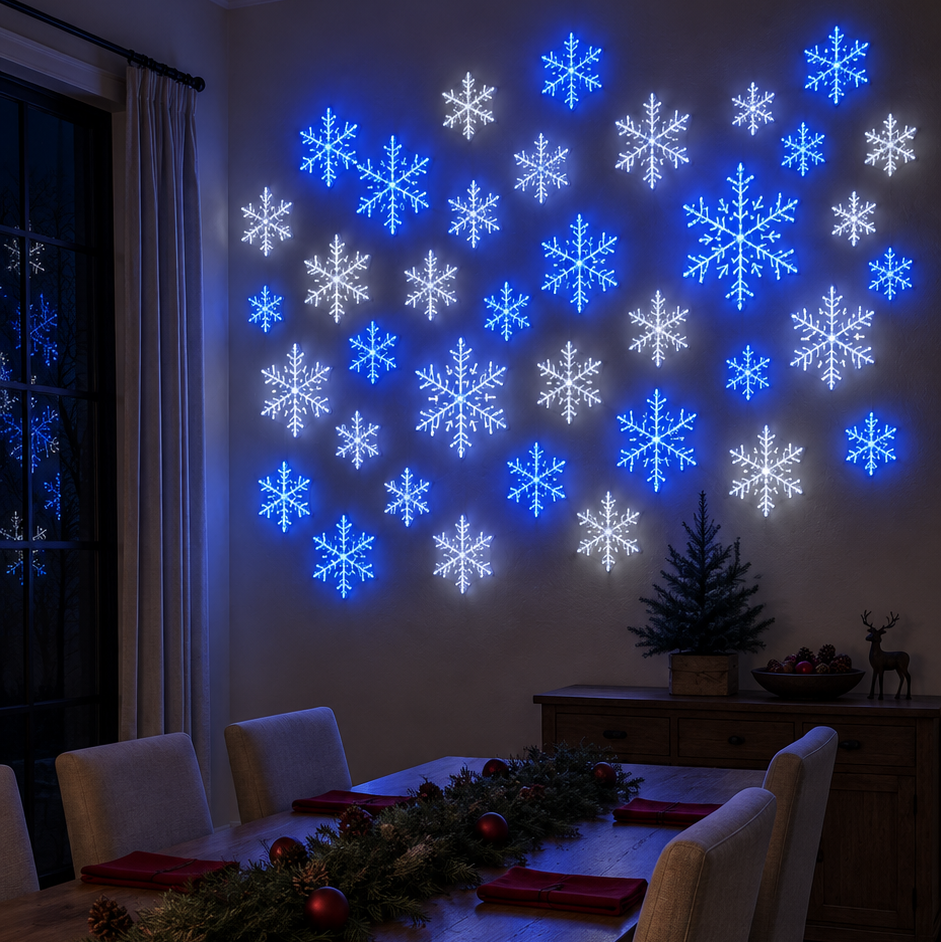 🎅🎄 Christmas Sale 49% OFF❄️LED Snowflake Wall Light Set – Remote-Controlled Christmas Winter Decor