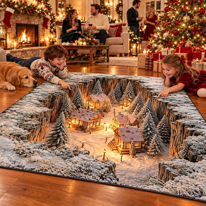 ❄️Optical Illusion Christmas Scene Rug | Bring A Hidden Winter Village To Your Floor🎄