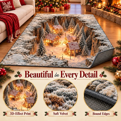 ❄️Optical Illusion Christmas Scene Rug | Bring A Hidden Winter Village To Your Floor🎄